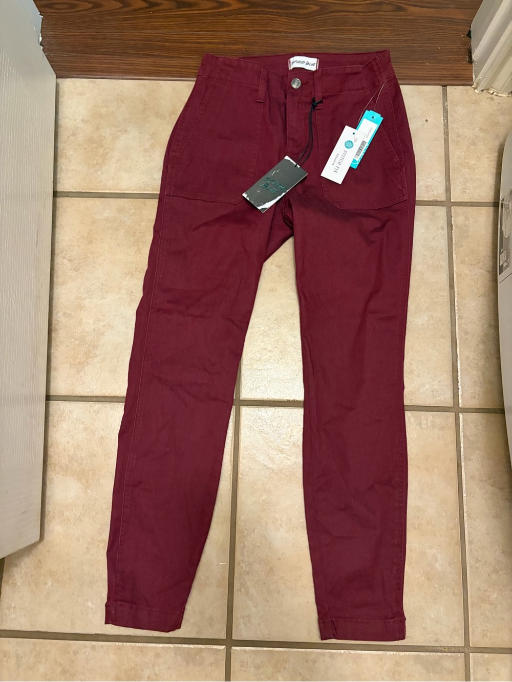 Womens maroon studio blue Sophia utility Burgundy Straight-Leg Pants